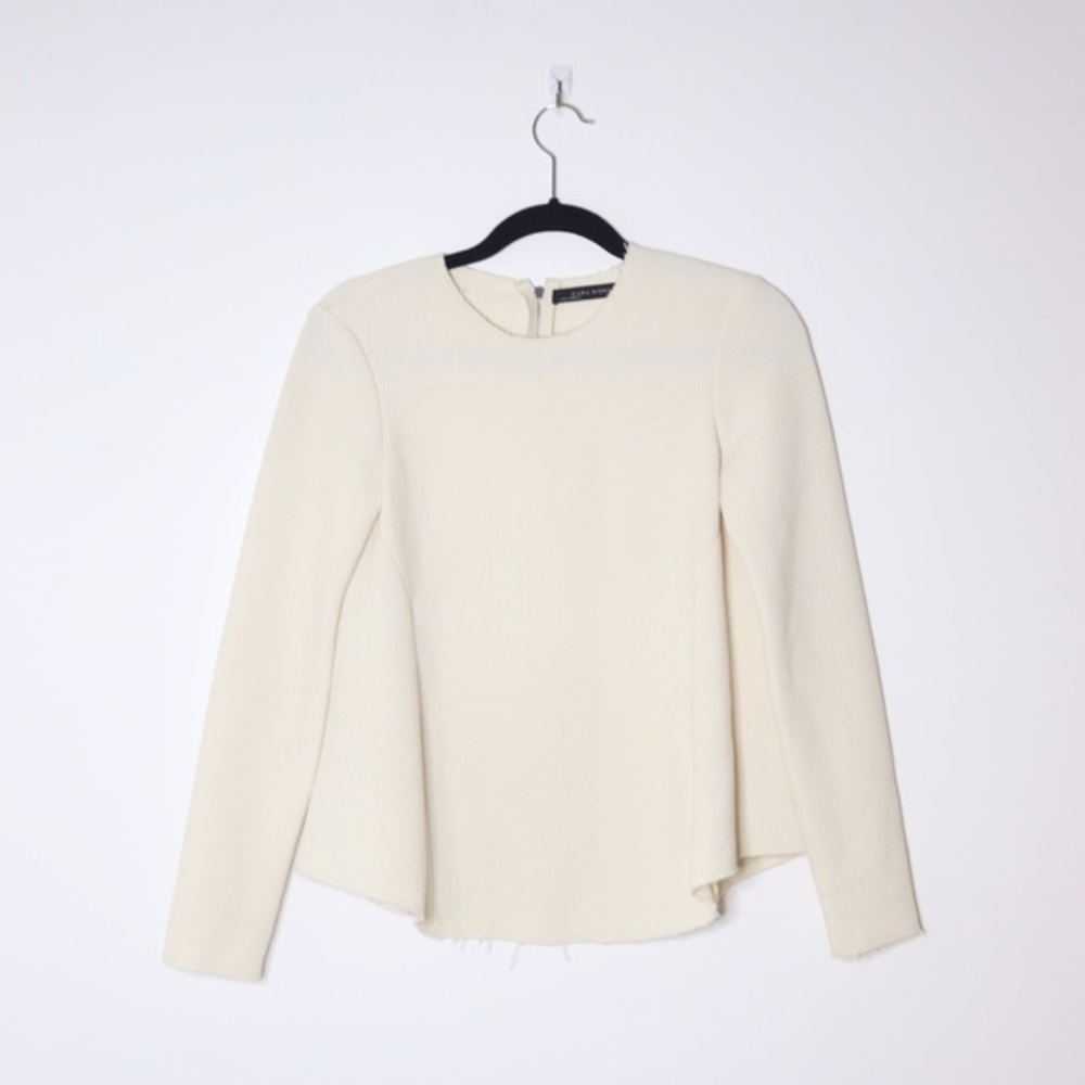 Zara Women's Waffle Textured Long Sleeve Zip Top S - Picture 3 of 8